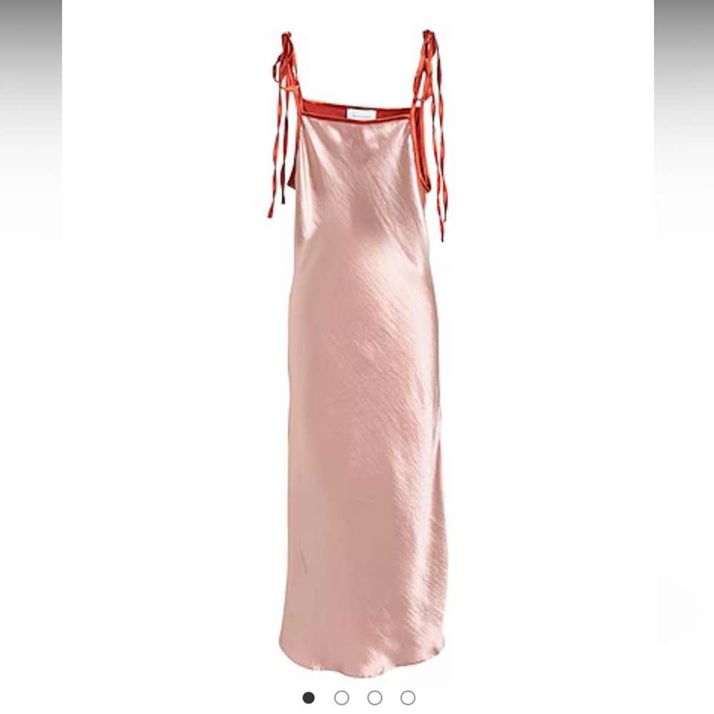 Topshop Blush Orange Tie Dress, satin, NWT, midi, square neckline